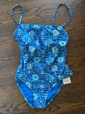 RHODE women’s Blue Patterned One-Piece Swimsuit